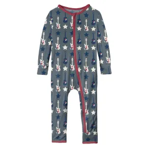 KicKee Pants Slate Guitars and Stars Coverall with Zipper