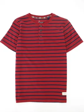 Kids Boy Striped Henley Top,Burgundy