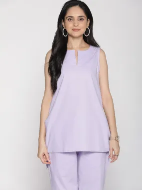 Lavender Poplin SleevelessKurti