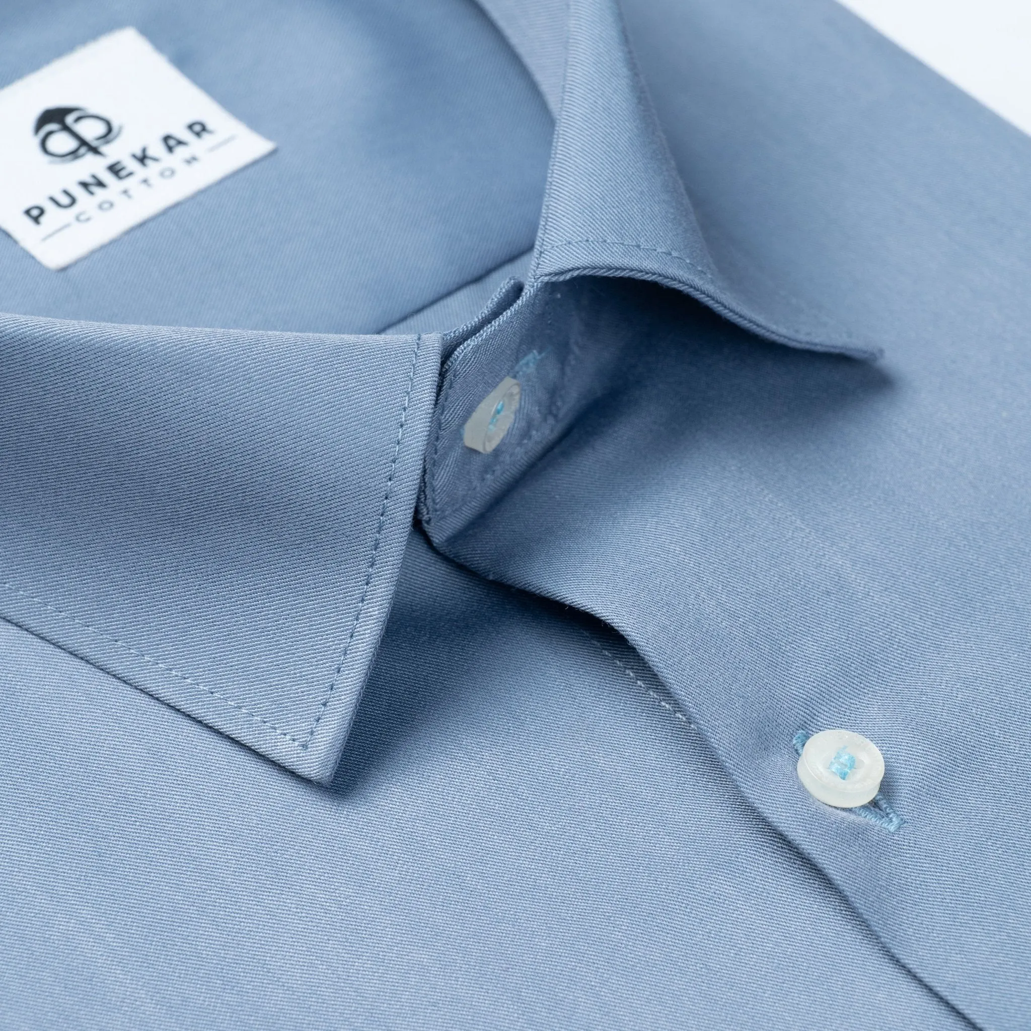 Light Blue Soft Satin Cotton Shirt For Men