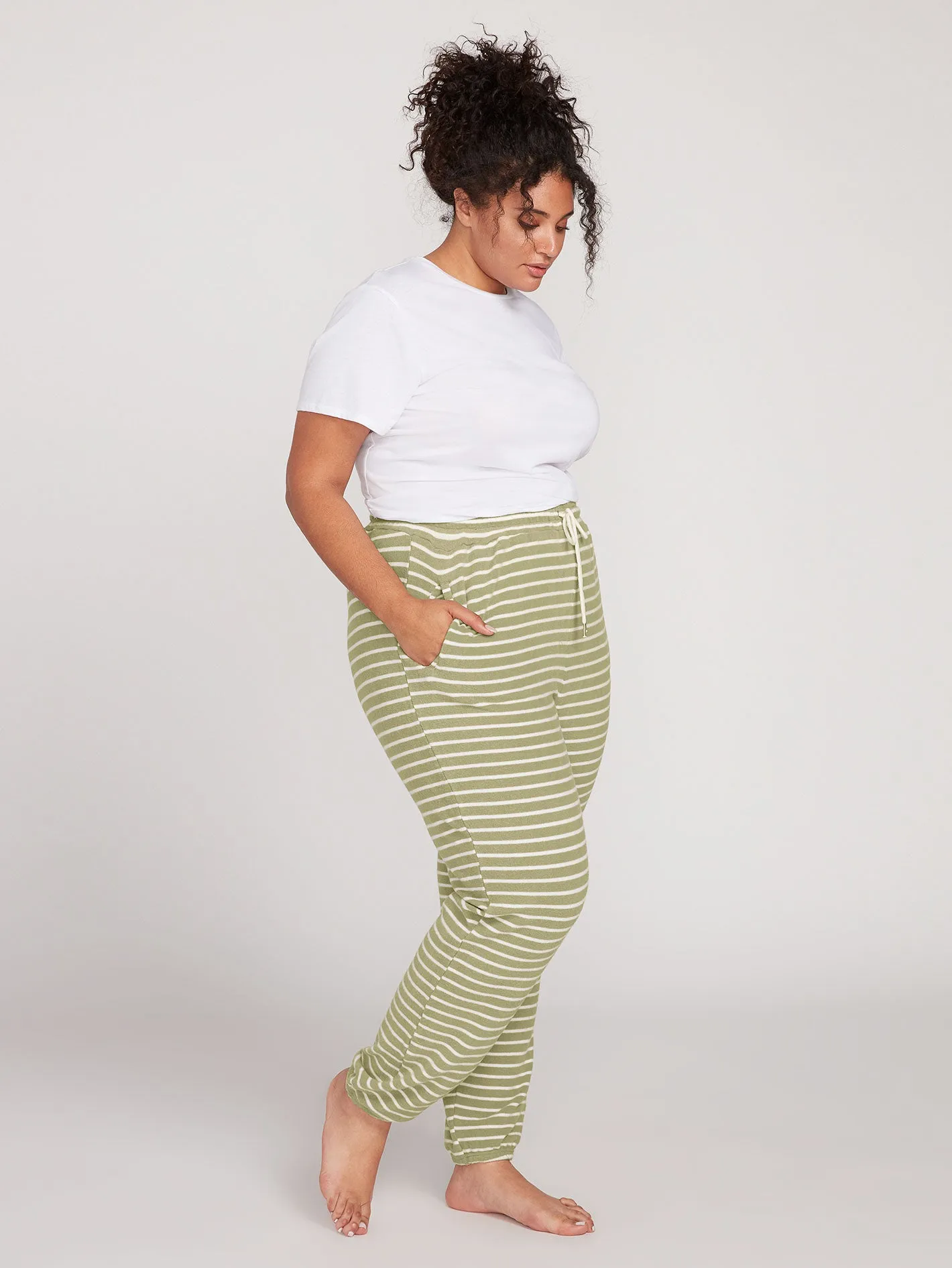 Lived In Lounge Fleece Pants Plus Size - Dusty Green