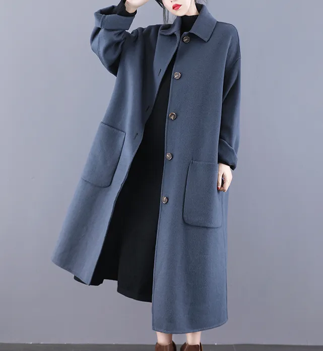 Long Double Face Wool Coat Handmade Long Warm Long Women Wool Coat Jacket/6677