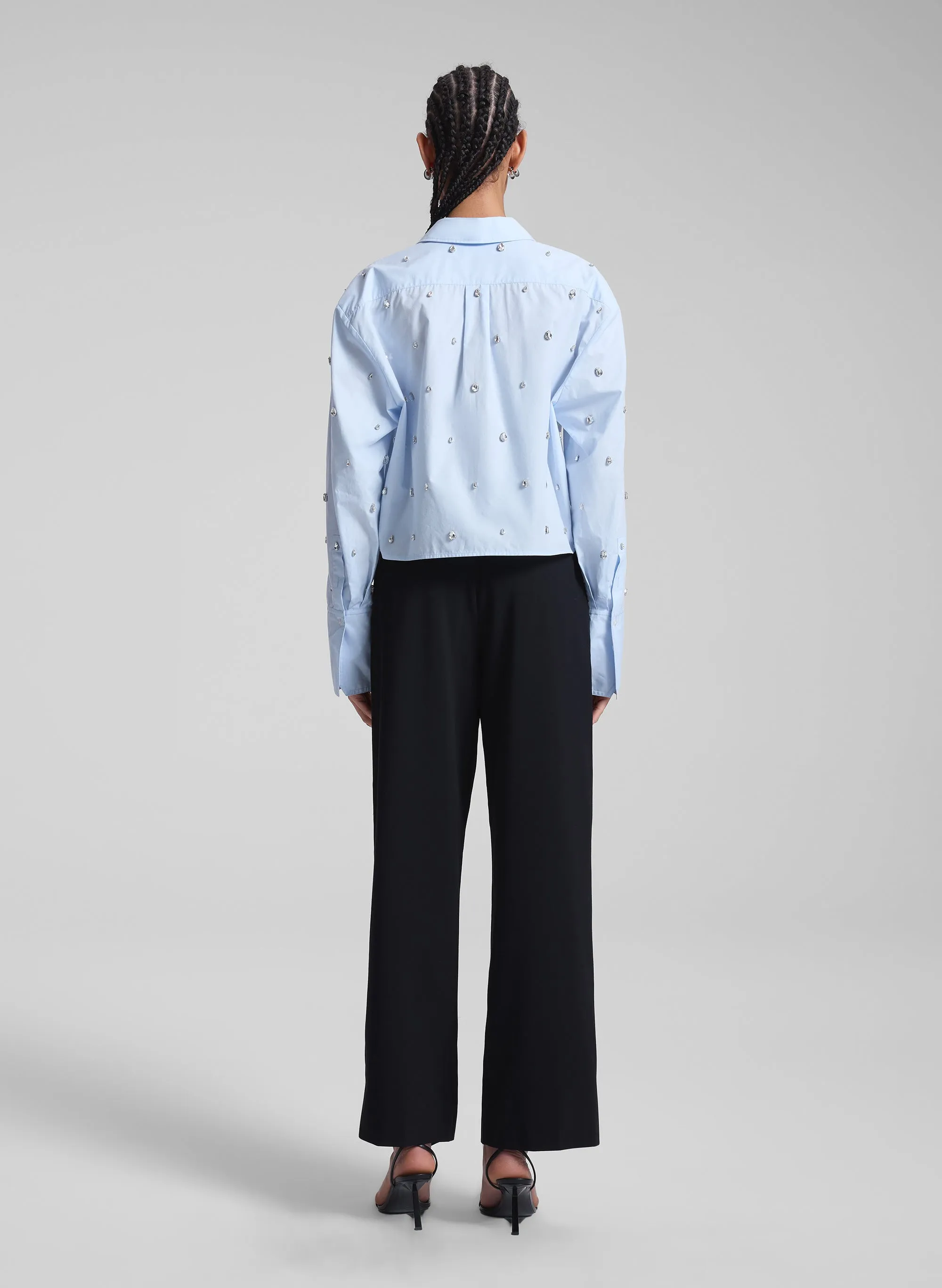 Mackie Embellished Cropped Cotton Shirt