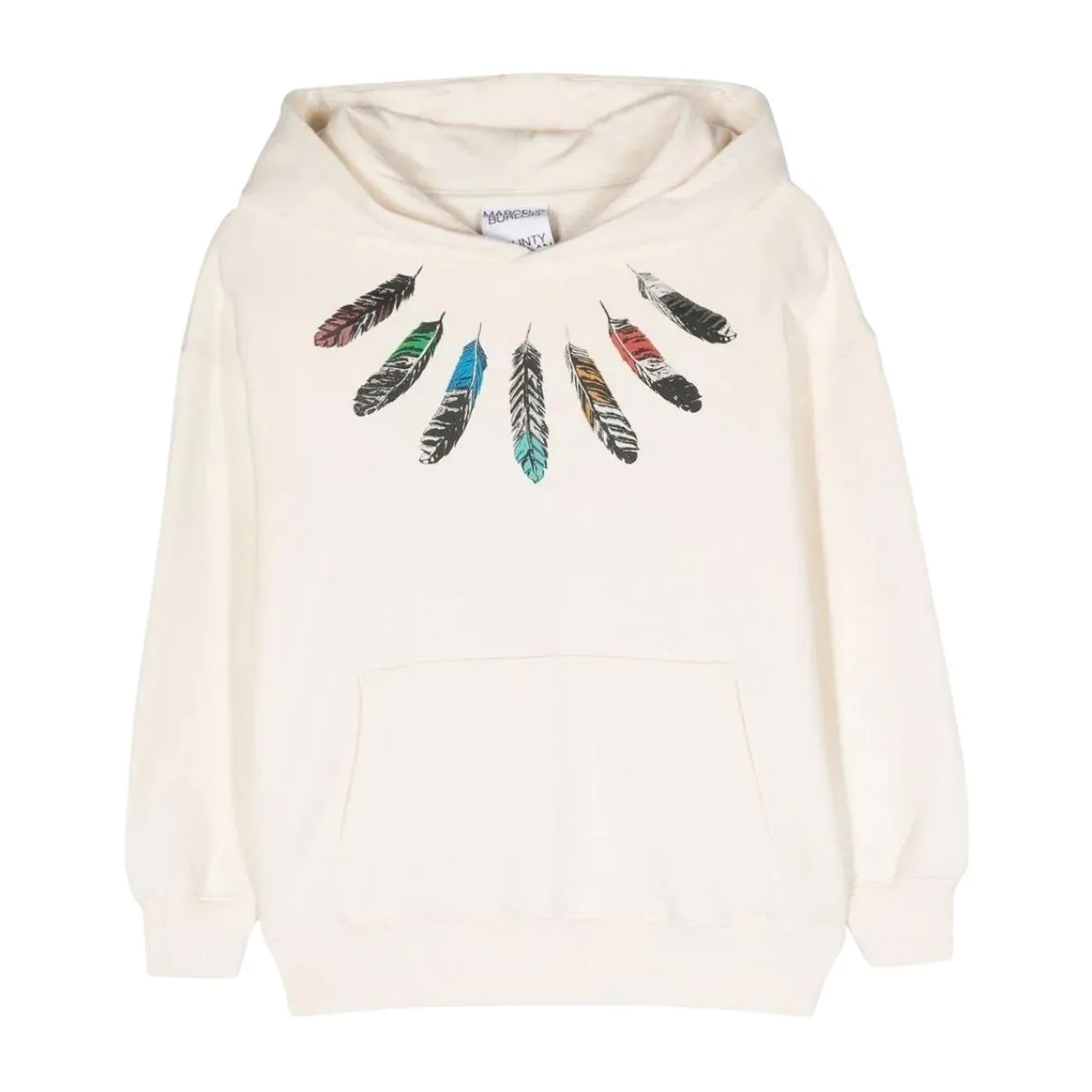 Marcelo Burlon Kids Collar Feather Print Ecru Hoodie