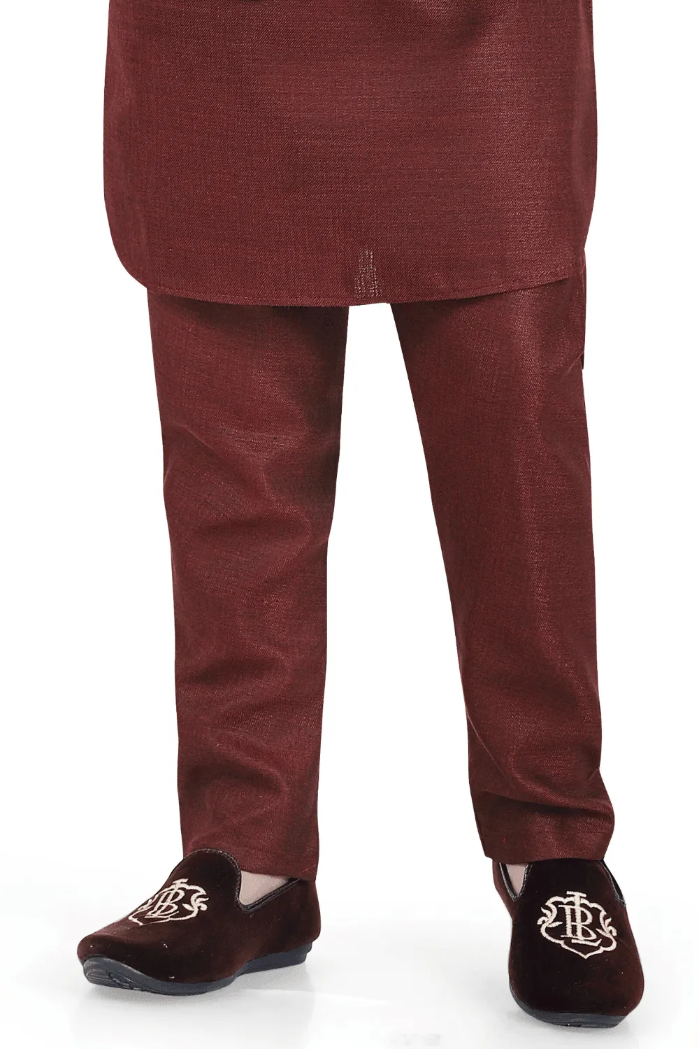 Maroon with Multicolor Digital Print and Thread Weaving work Waist Coat Kurta Set for Boys