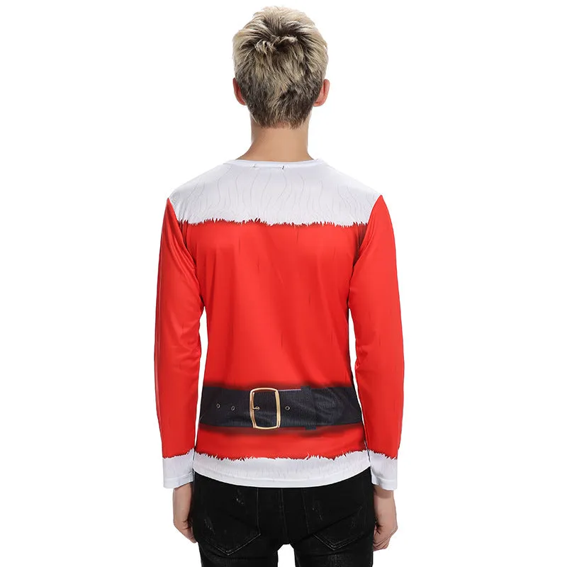 Men Crewneck Christmas Prints Long Sleeves T-Shirt