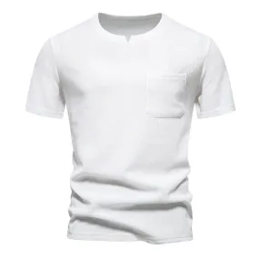 Men Crewneck V-Neck Pockets Short Sleeves T-Shirt