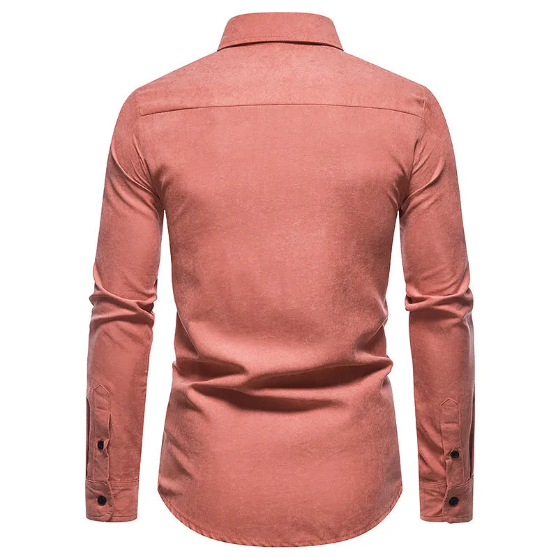 Men Turnover Collar Slim Long Sleeves Shirt