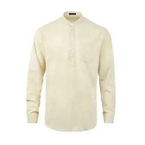 Men‘s Henley Shirt Lightweight with Pocket - BEIGE-1