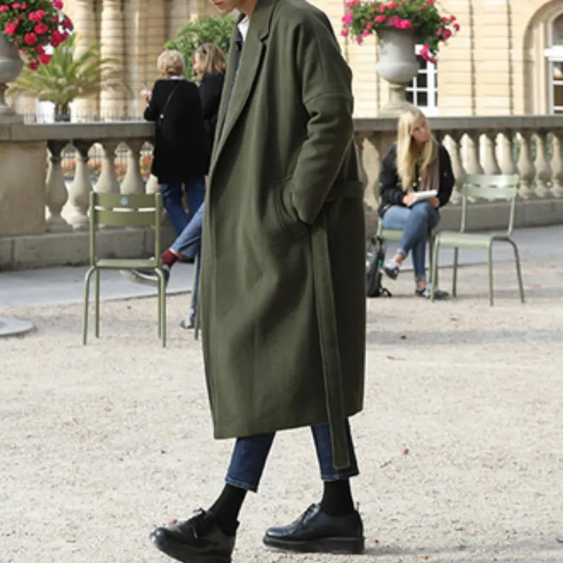 Men's Thickened Warm Over-The-Knee Woolen Coat