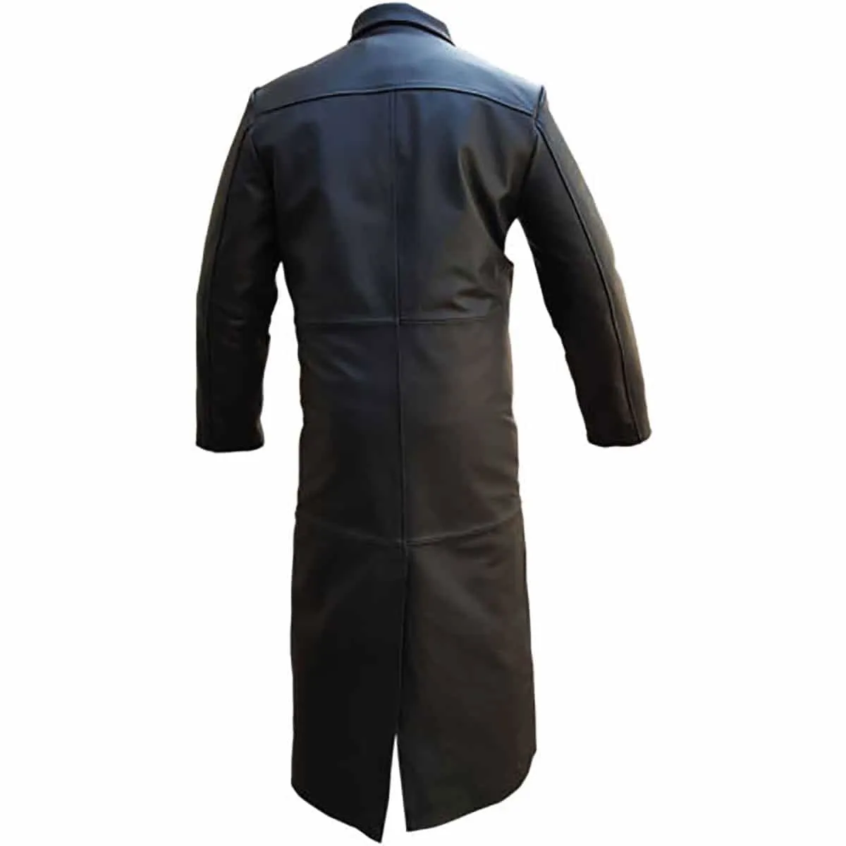 Mens Trench Coat Black Leather Full Length Matrix Goth Gothic (T1)