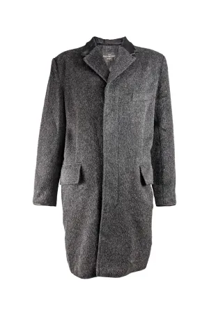 Mens Vintage Grey Wool & Ponyskin Chesterfield Coat, 1990s