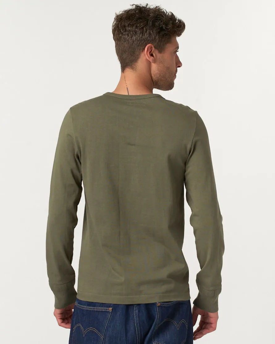 Merz B Schwanen Good Originals 206 8.6oz Loopwheeled Henley - Army Green