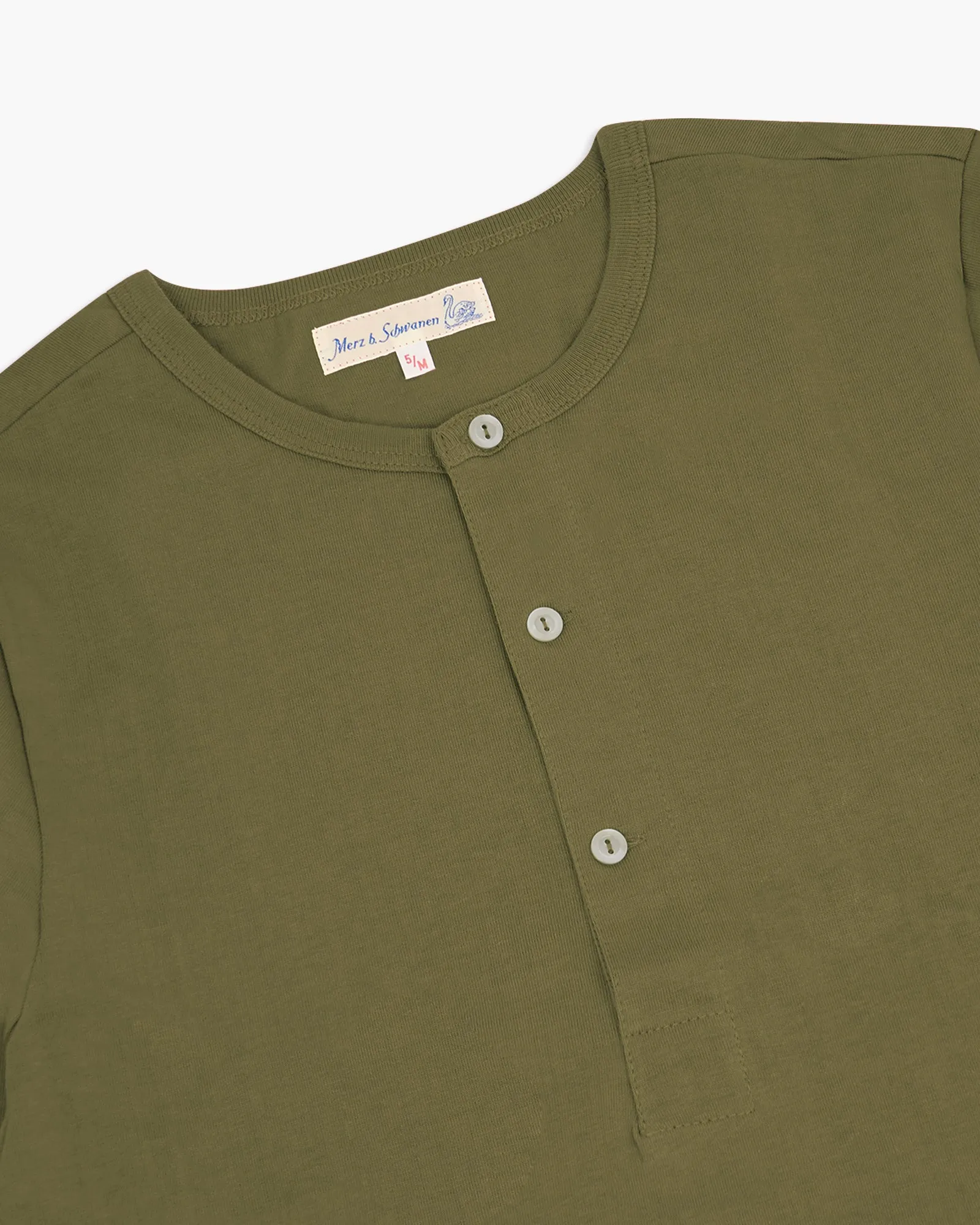 Merz B Schwanen Good Originals 206 8.6oz Loopwheeled Henley - Army Green