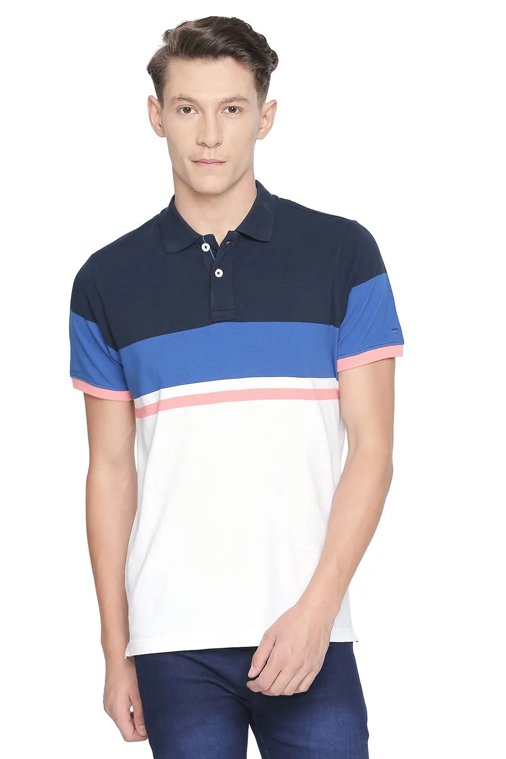 Muscle Fit Engineered Stripe Polo T Shirt