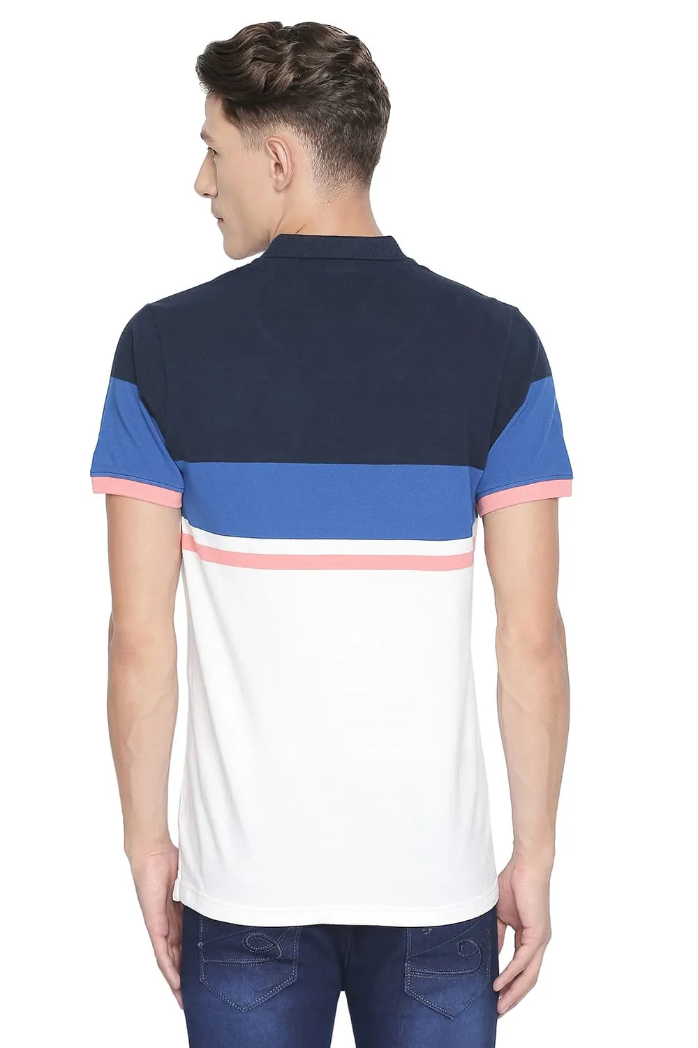 Muscle Fit Engineered Stripe Polo T Shirt