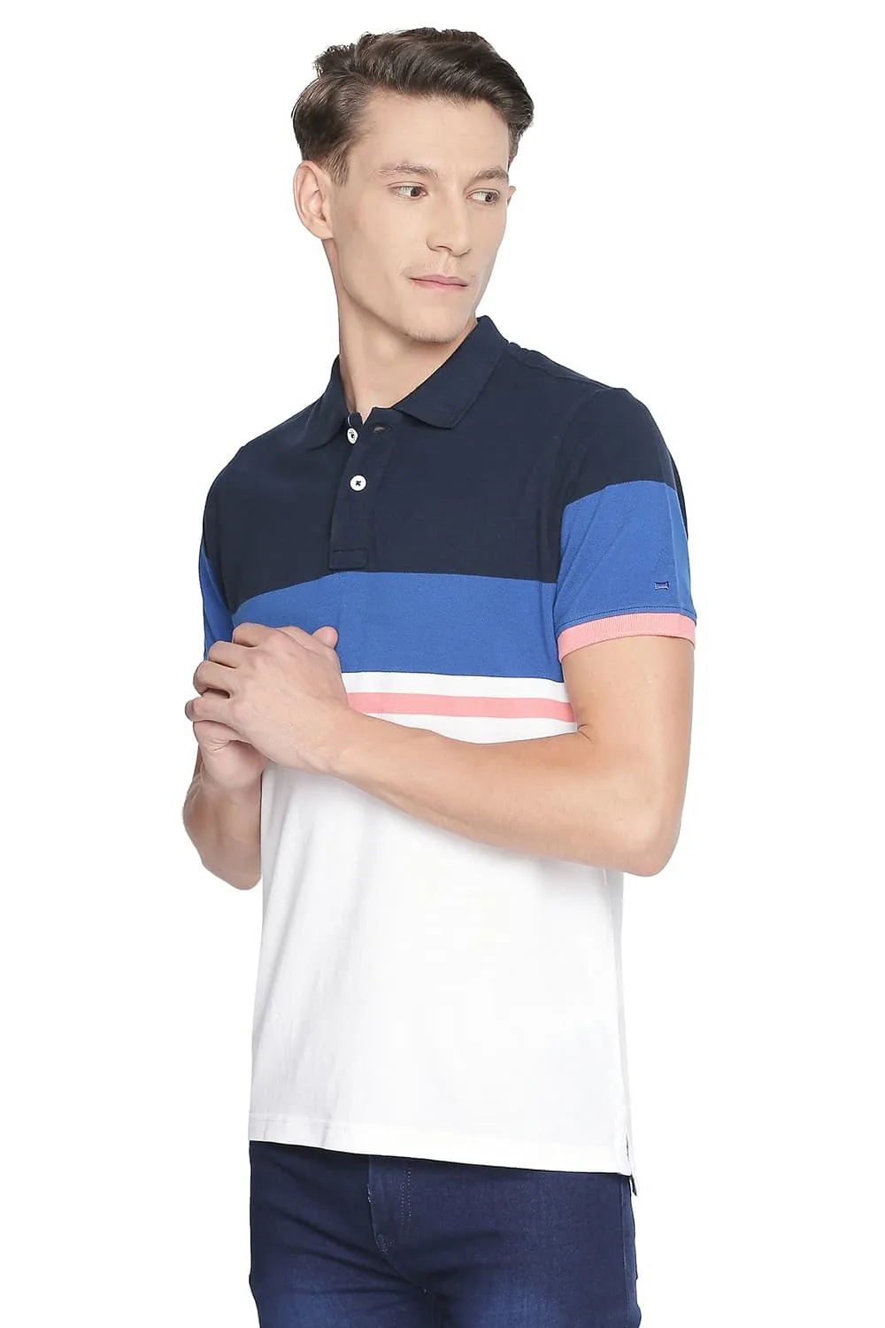 Muscle Fit Engineered Stripe Polo T Shirt