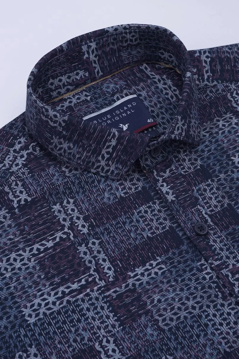 Navy Frosty Print -Full-Stain Proof