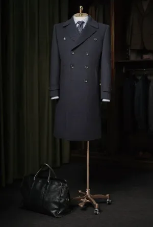 Navy Wool Double Breasted Overcoat Style DBQ568A