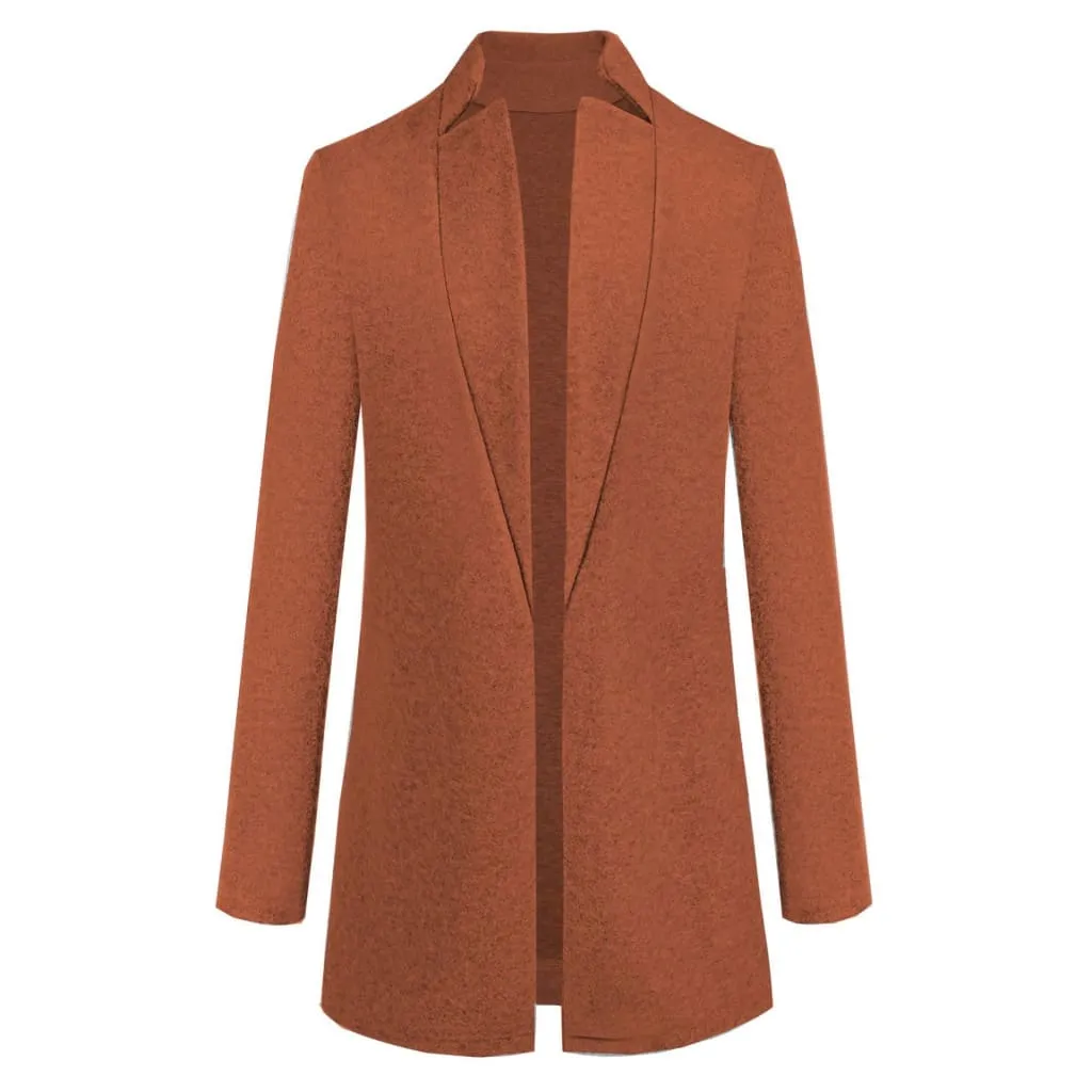 Notch Neck Open Longline Wool-Mix Coat