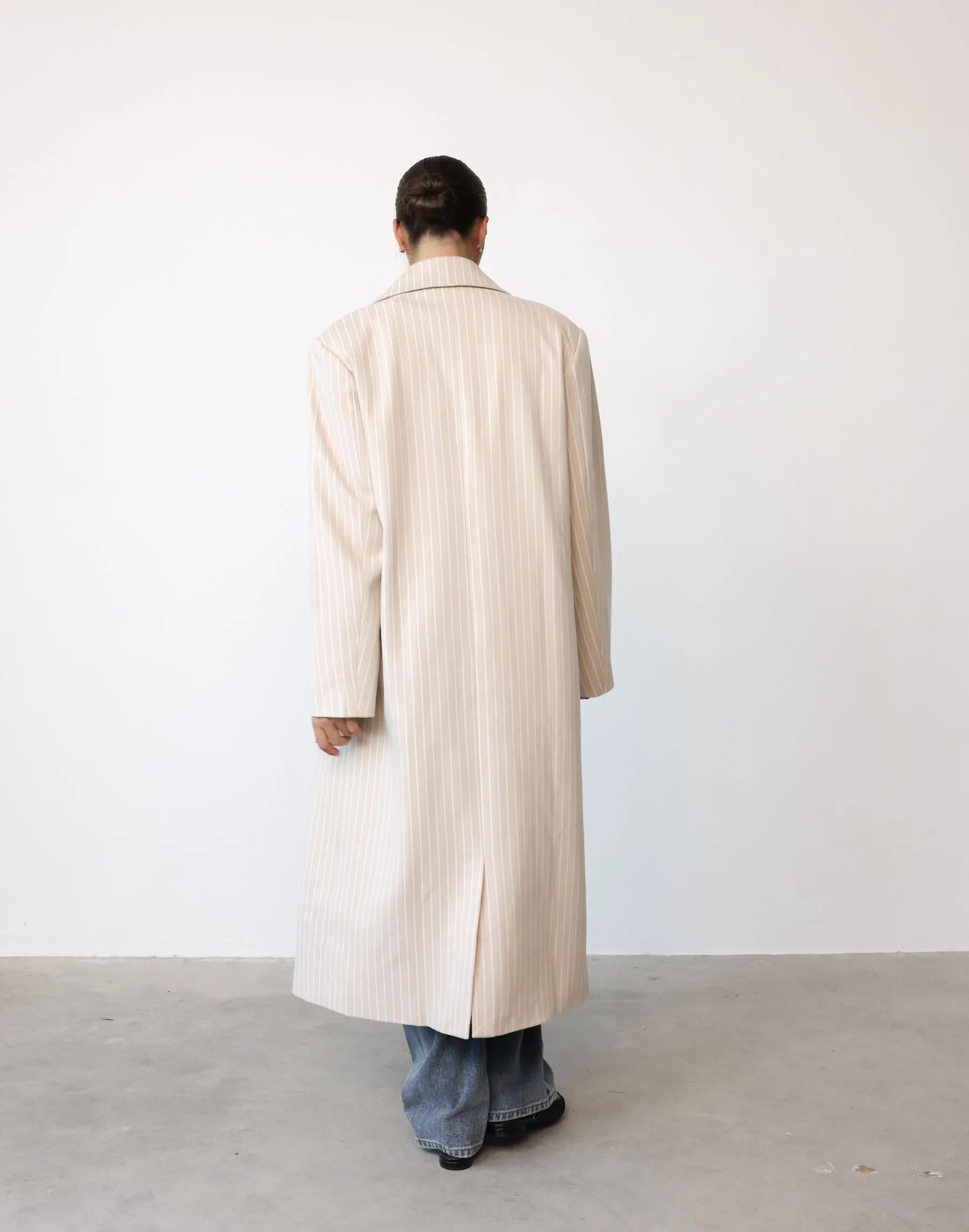 Olsen Coat (Beige Pinstripe) - By Lioness