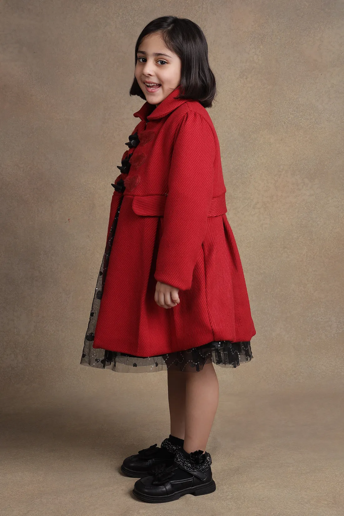 One Friday Kids Girls Cherry Red Overcoat