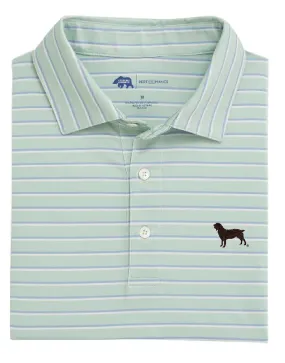 Onward Reserve Fairway Stripe Performance Polo with Embroidered Boykin Spaniel Society Silhouette