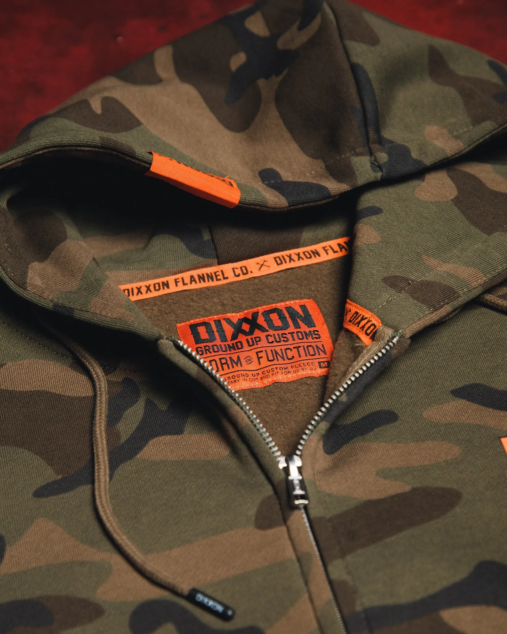 Orange Box Crest Zip Up Hoodie - Camo