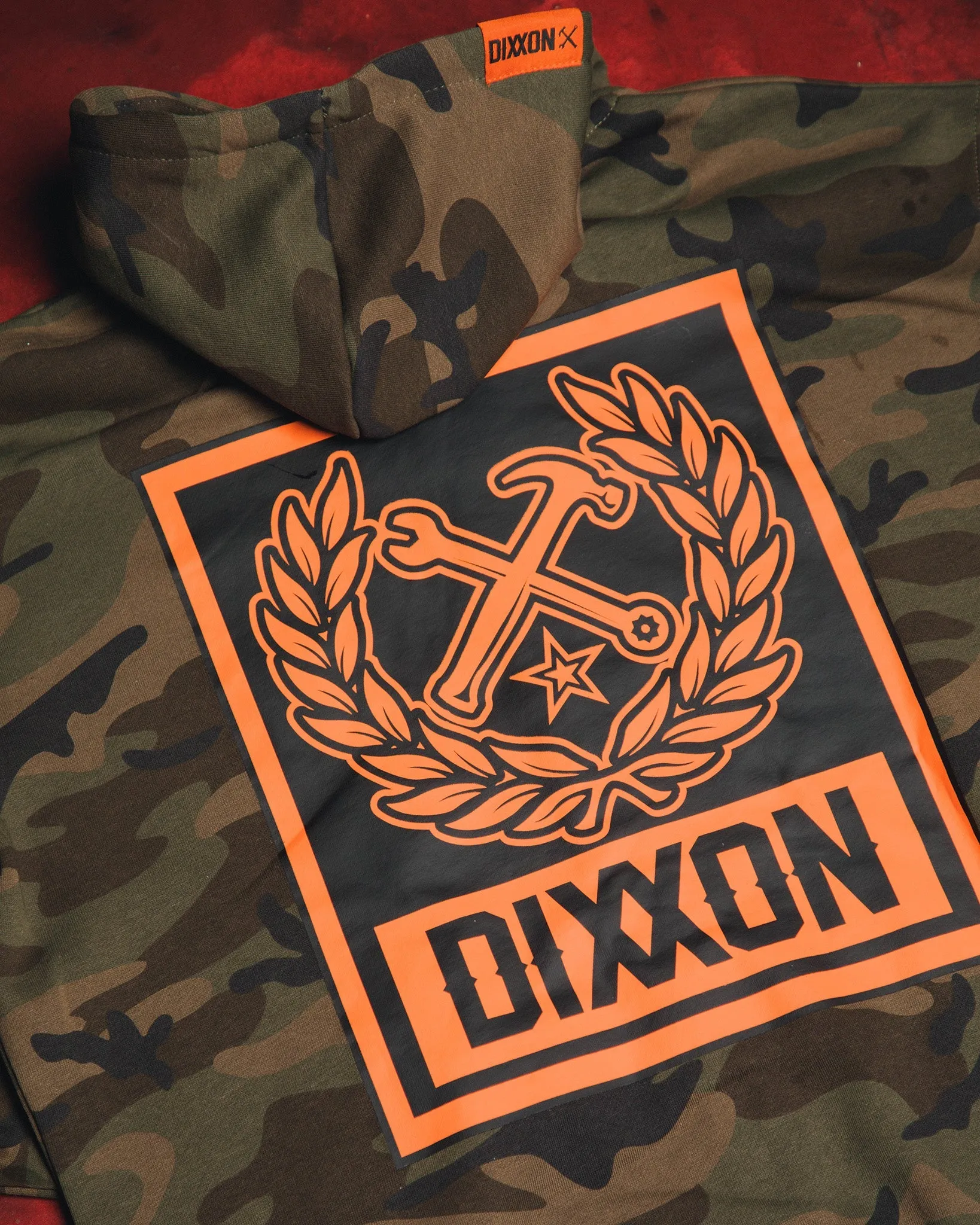 Orange Box Crest Zip Up Hoodie - Camo