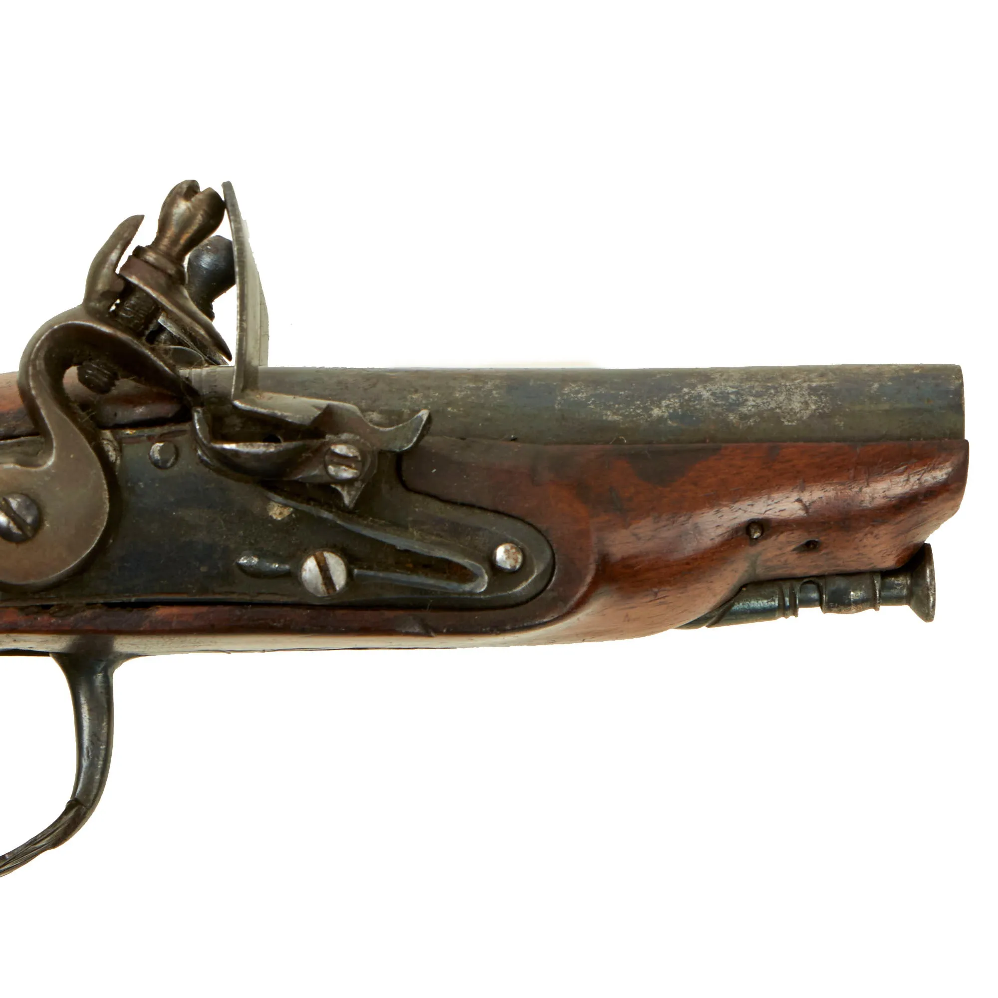 Original 18th Century Continental European Double Barreled Flintlock Overcoat Pistol Belly Gun - Likely Belgian