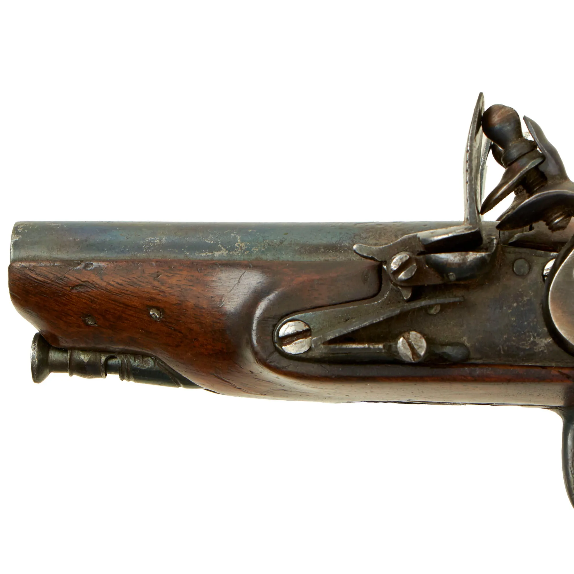 Original 18th Century Continental European Double Barreled Flintlock Overcoat Pistol Belly Gun - Likely Belgian