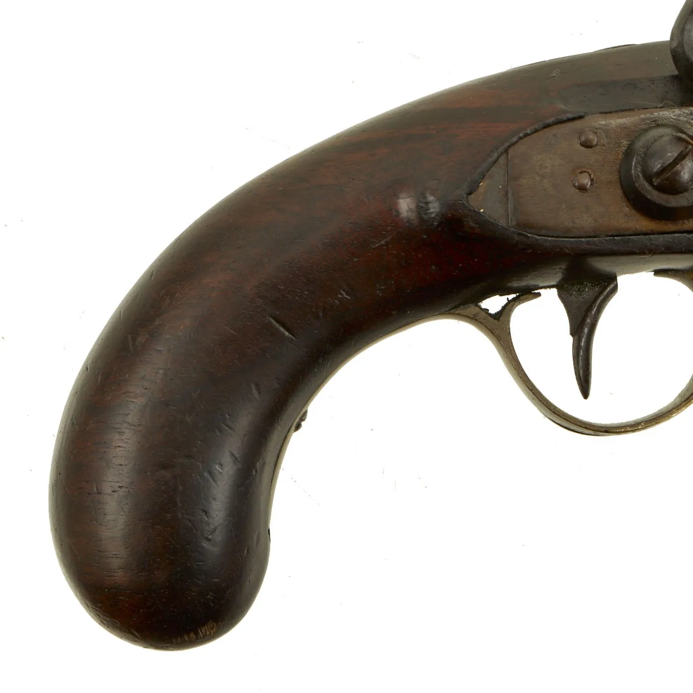 Original English Flintlock Overcoat Pistol with Octagonal Brass Barrel  - Circa 1775-1800