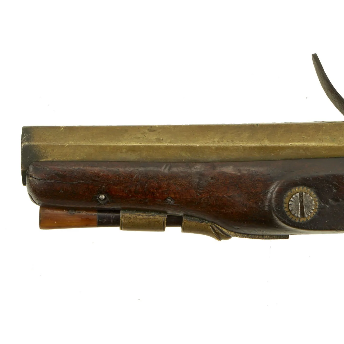 Original English Flintlock Overcoat Pistol with Octagonal Brass Barrel  - Circa 1775-1800