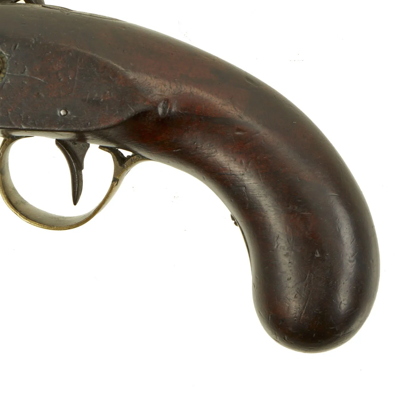 Original English Flintlock Overcoat Pistol with Octagonal Brass Barrel  - Circa 1775-1800