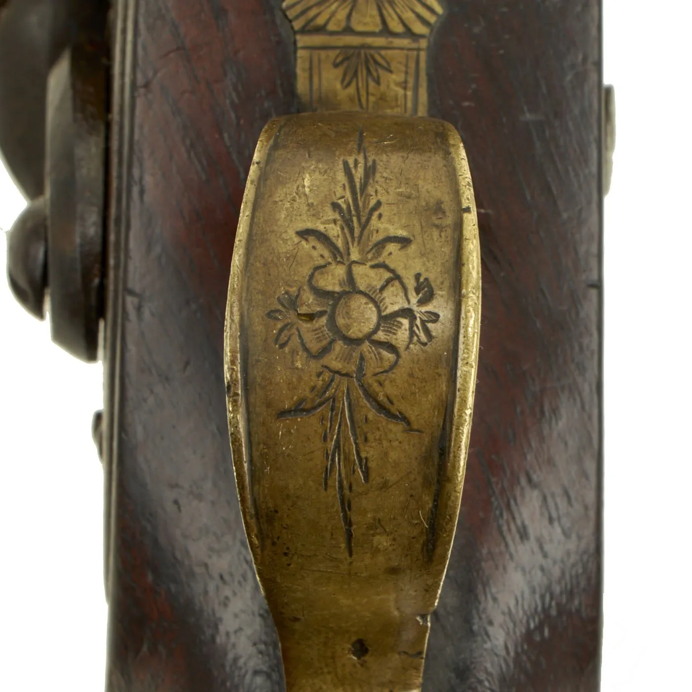 Original English Flintlock Overcoat Pistol with Octagonal Brass Barrel  - Circa 1775-1800