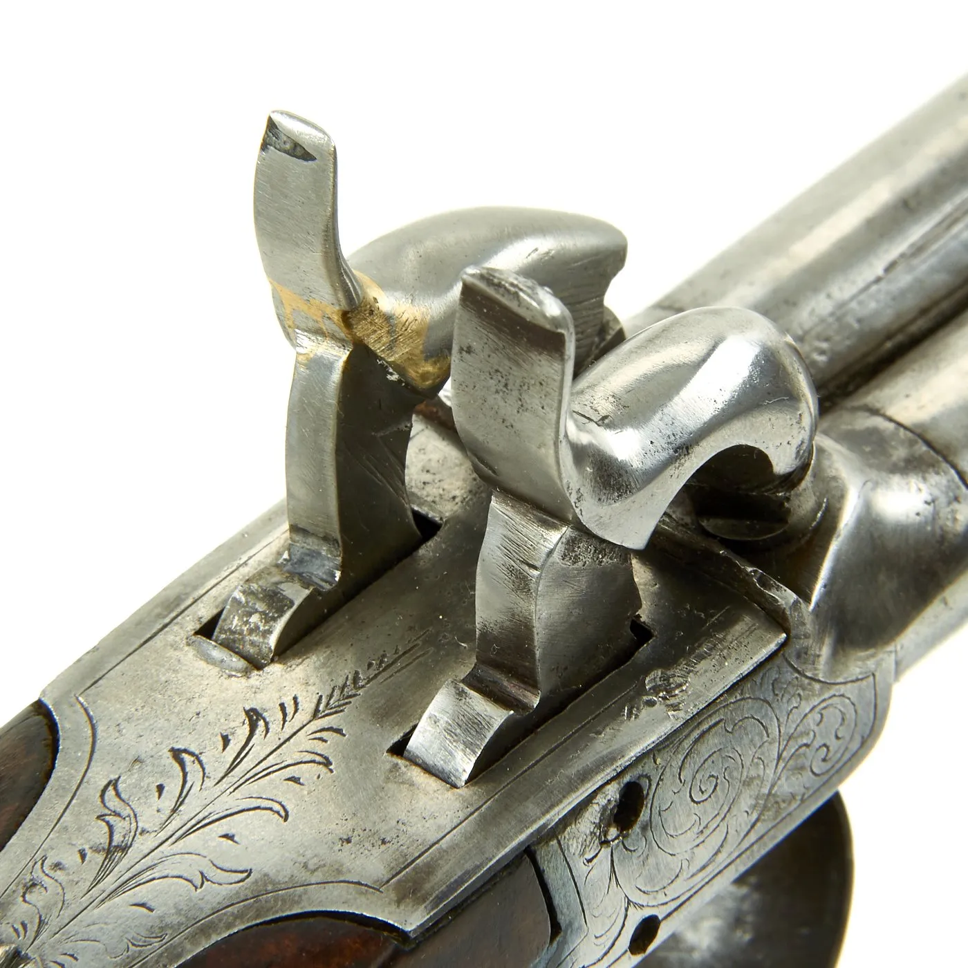 Original European Continental Double Barrel Pocket Percussion Pistol - Circa 1840