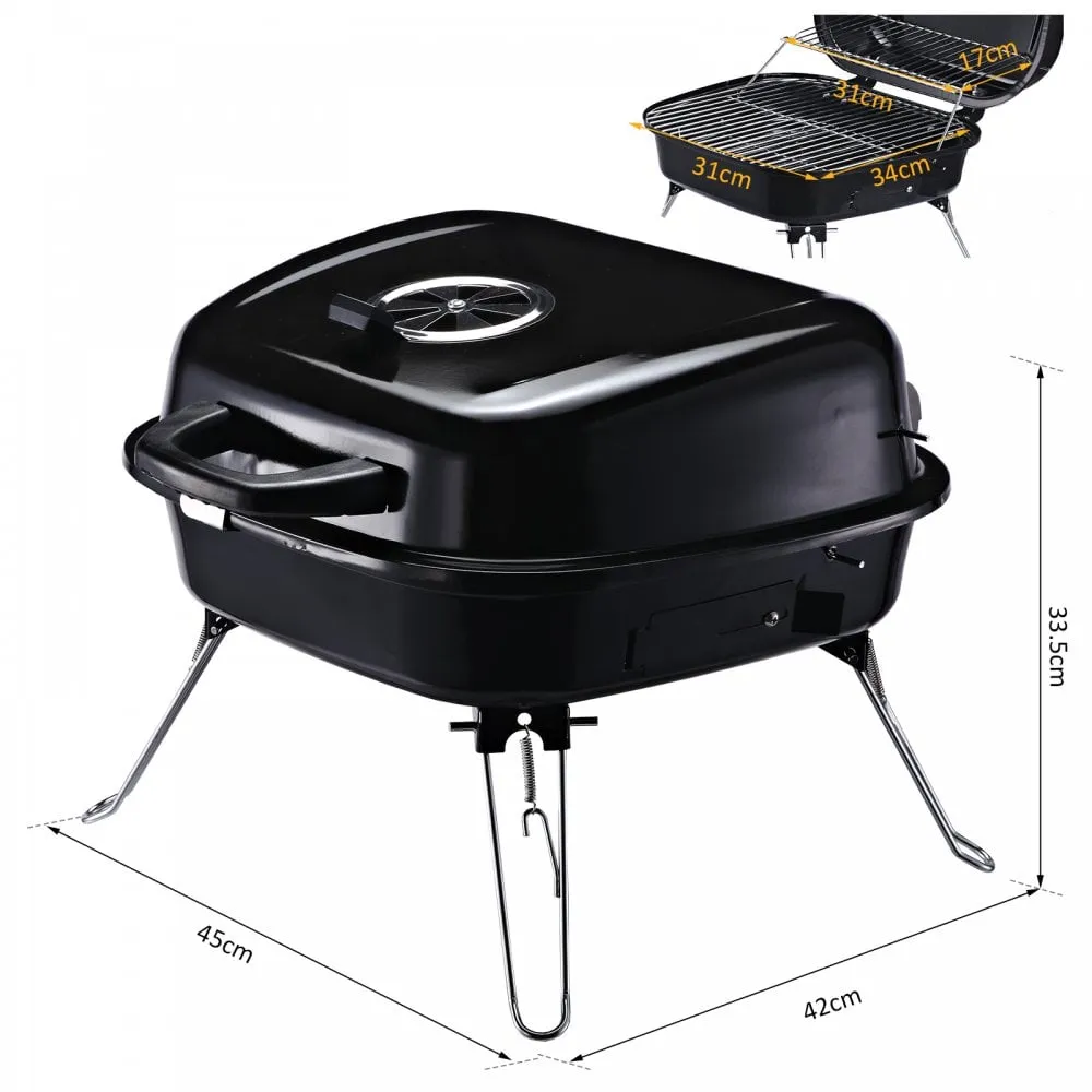 Outsunny Compact Portable Steel BBQ Grill - Black