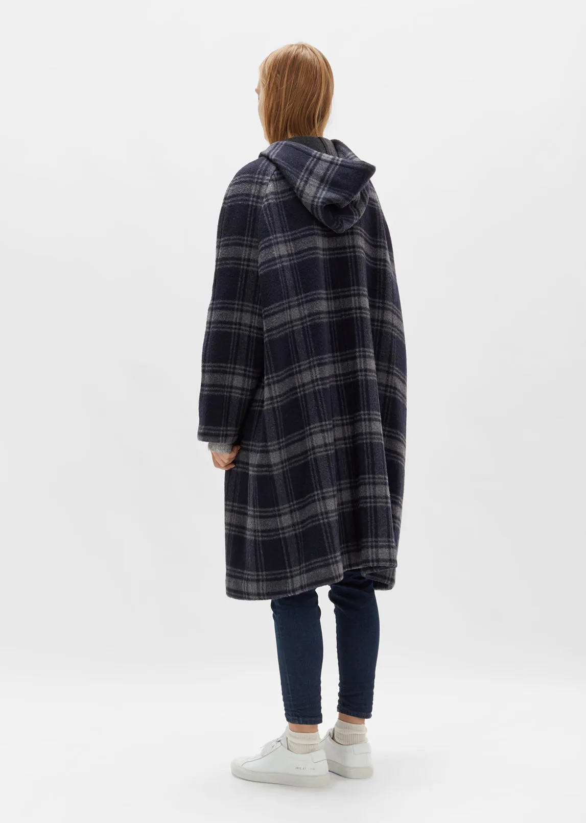 Plaid Hooded Wool Coat