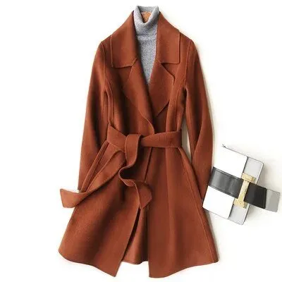 Pre Order:  Lace-Up Wool Double Sided Overcoat