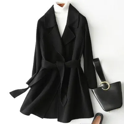 Pre Order:  Lace-Up Wool Double Sided Overcoat