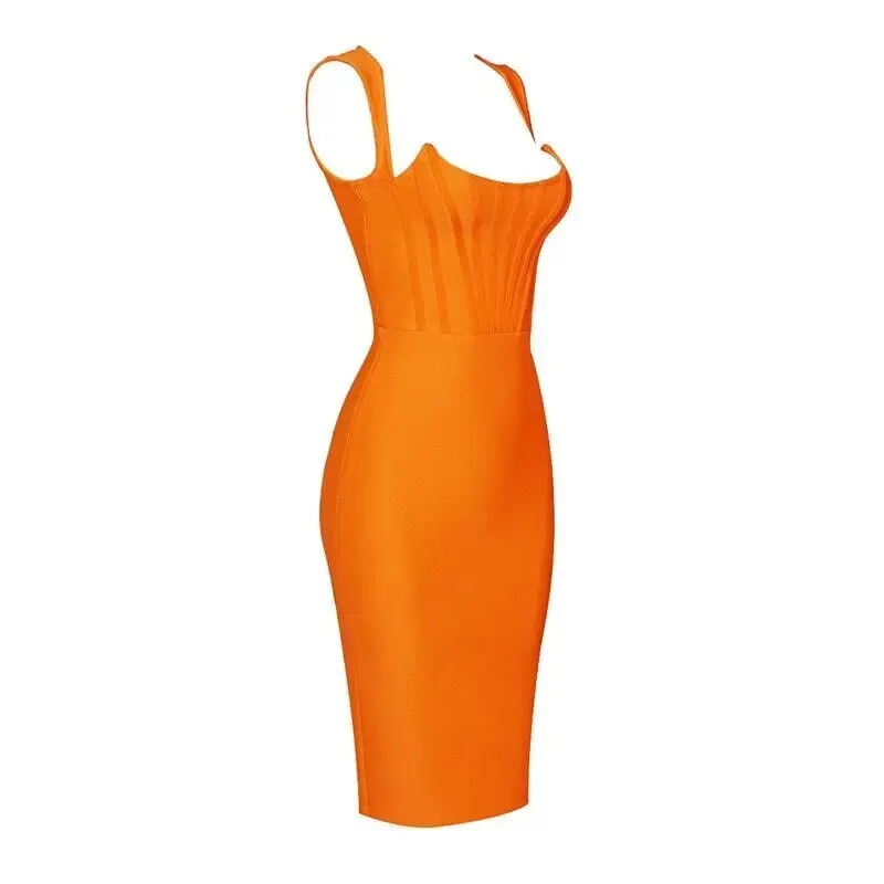 Pre Order:  Orange Bodycon Bandage Dress