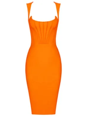 Pre Order:  Orange Bodycon Bandage Dress