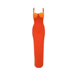 Pre Order:  Orange Maxi Bandage Dress