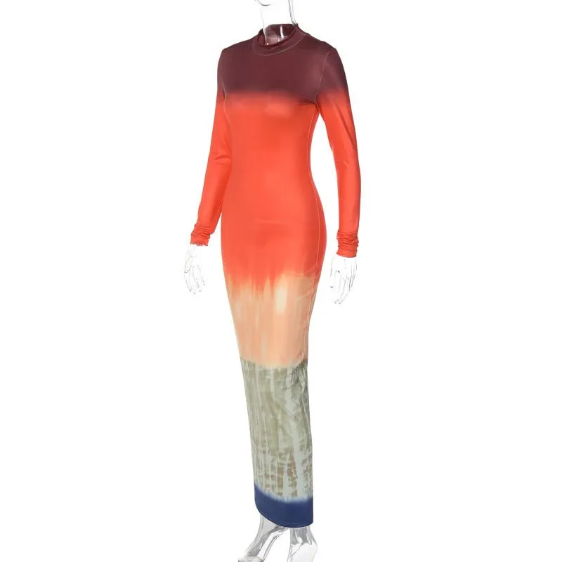 Pre Order:  Orange Tie Dye Bodycon Dress - @_ohlalaland