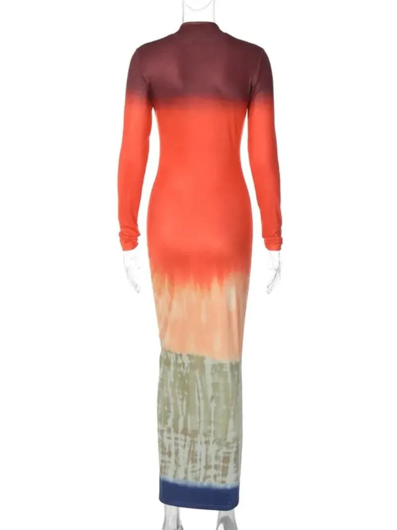 Pre Order:  Orange Tie Dye Bodycon Dress - @_ohlalaland