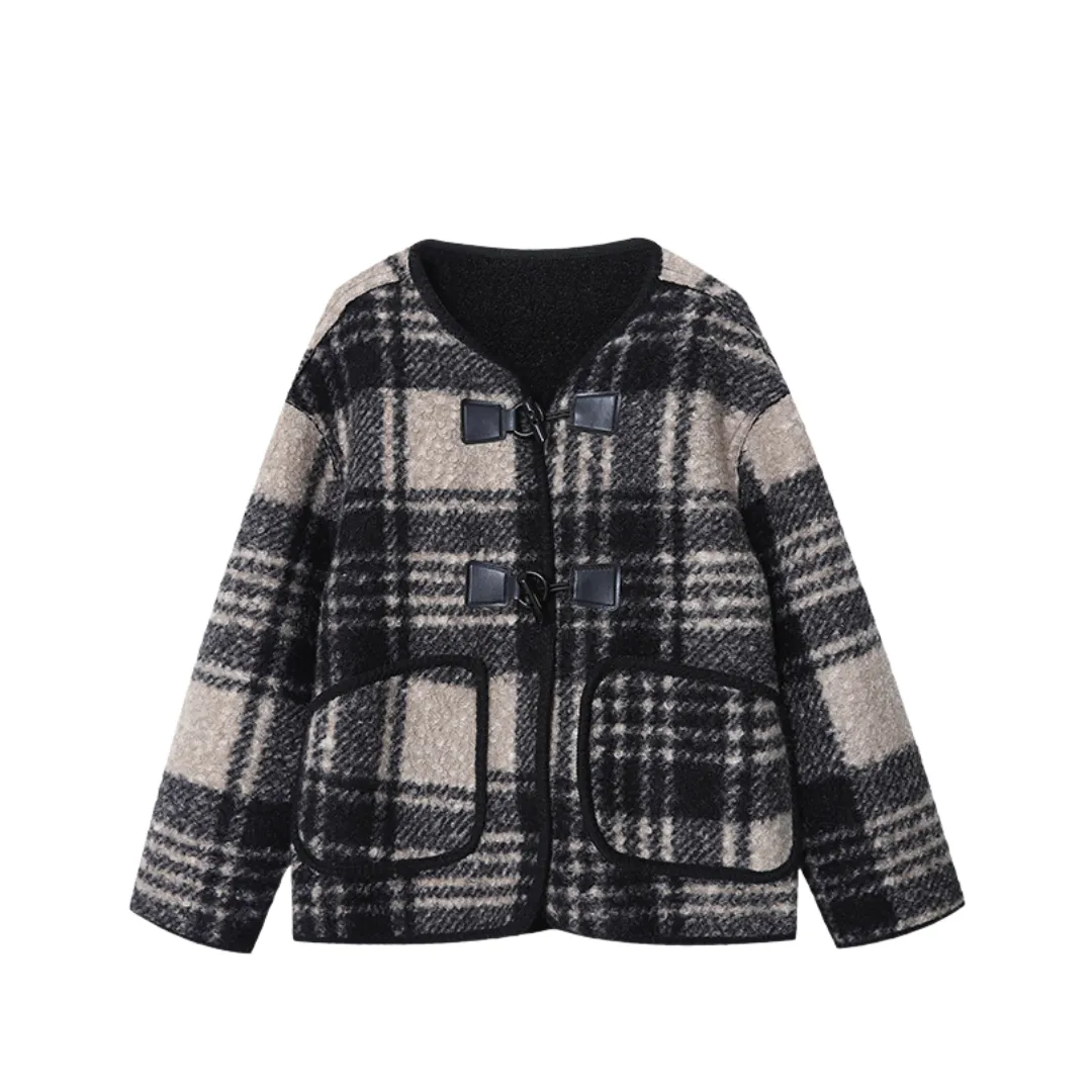 Pre Order:  Plaid Wool Loose Coat