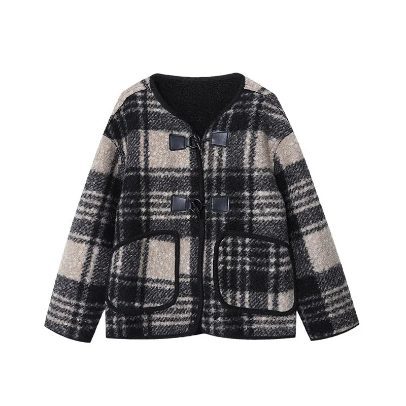 Pre Order:  Plaid Wool Loose Coat