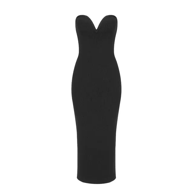 Pre Order:  Sweetheart Neckline Strapless Midi Dress