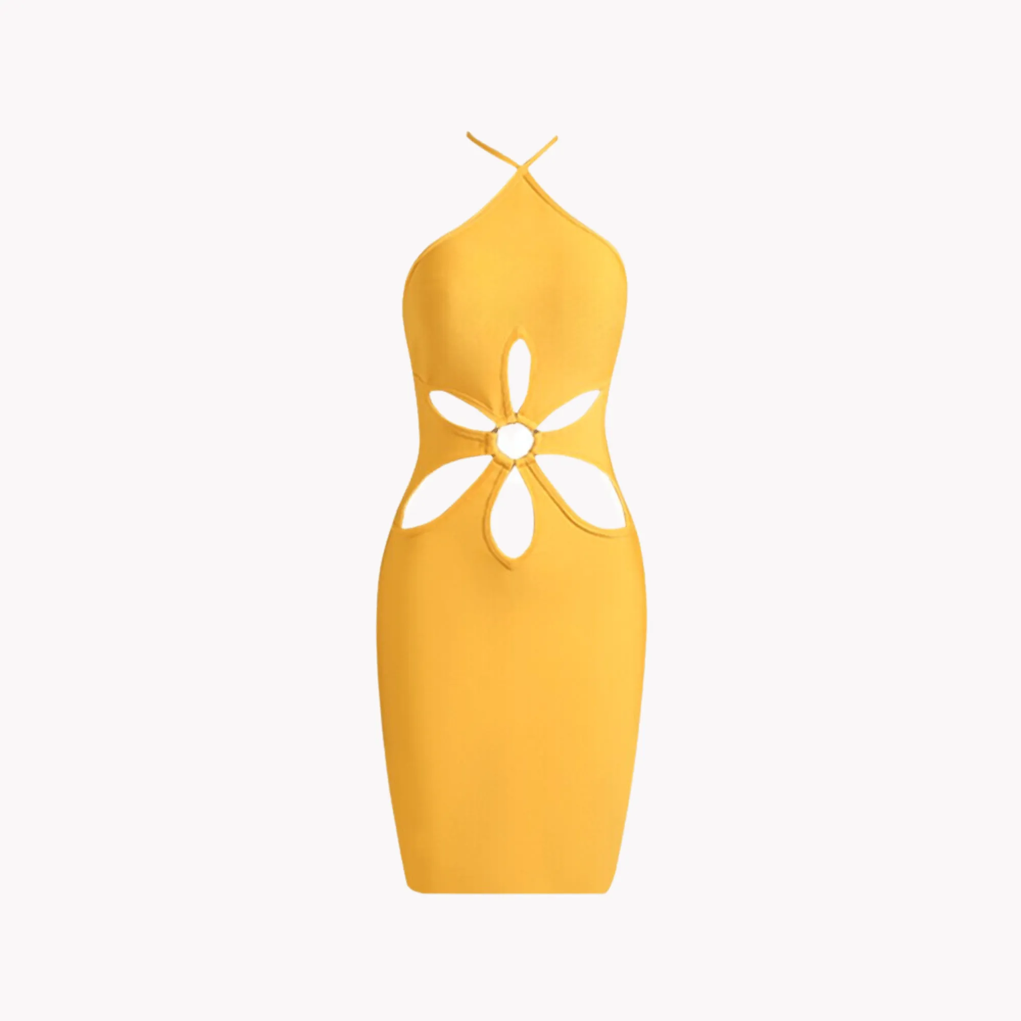 Pre Order:  Yellow Sunflower Bandage Dress