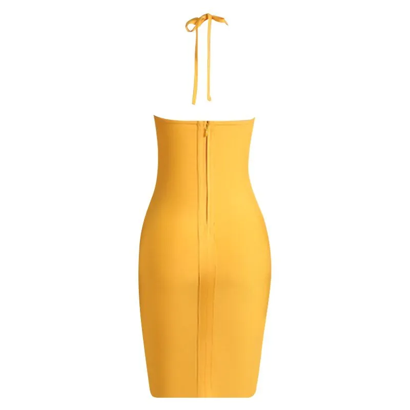 Pre Order:  Yellow Sunflower Bandage Dress